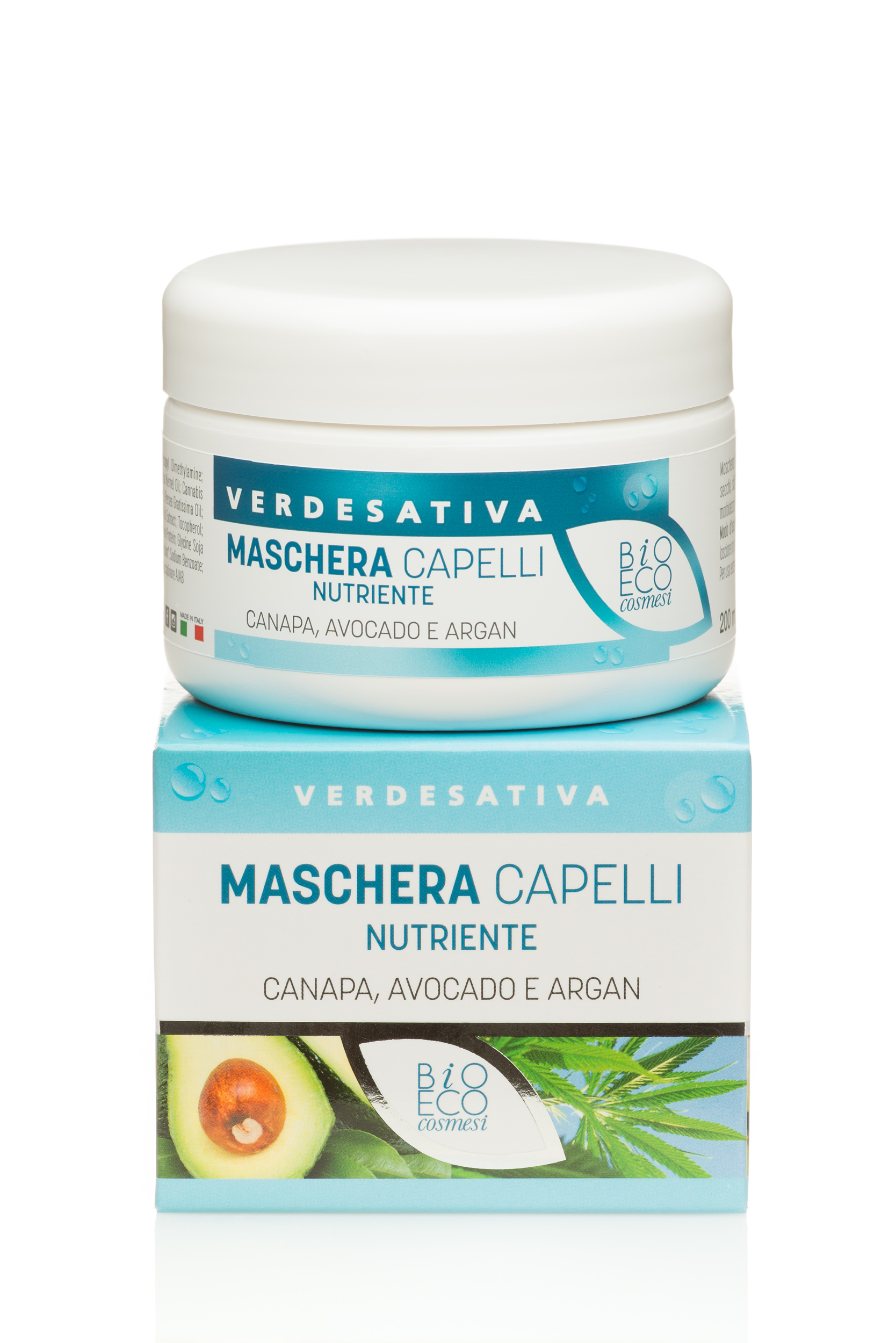 Maschera capelli nutriente alla Canapa, Avocado e Argan - 200ml